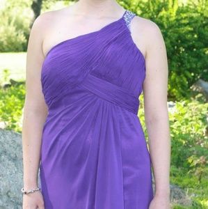 Purple floor length prom dress